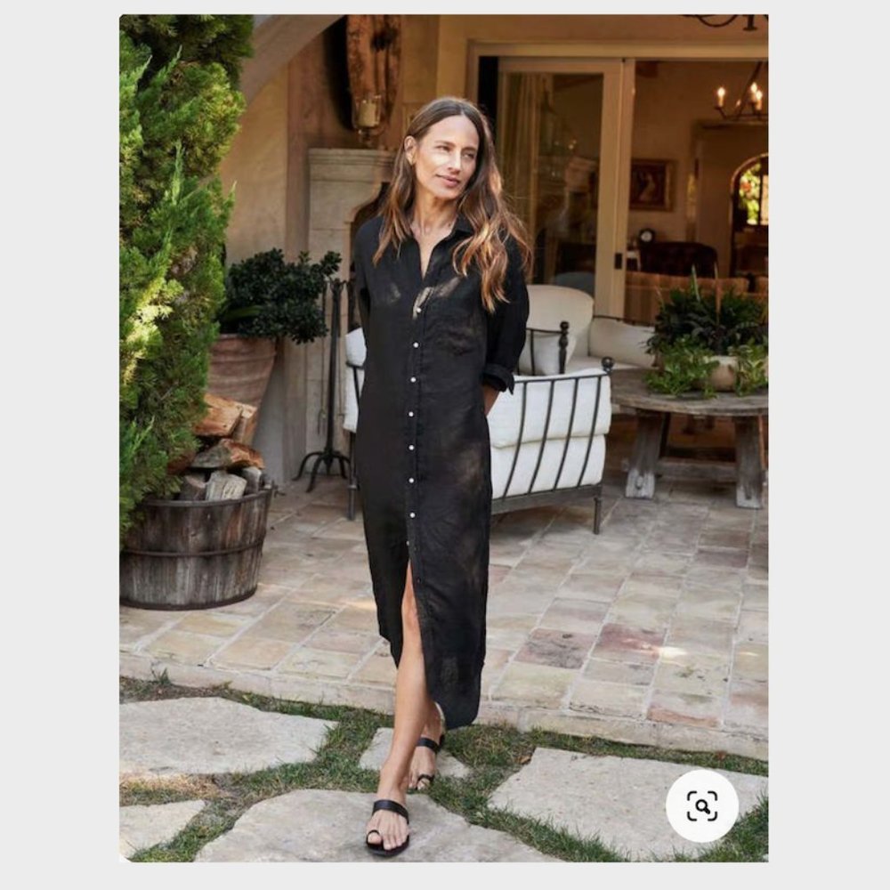Frank & Eileen Rory Long Sleeve ORGANIC VOILE Shirtdress dress Size: S BLACK